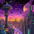 do a futuristic cyberpunk, sci fi city for you