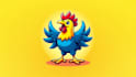 design hyper hen mascot logo with express delivery