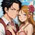 custom couple portrait one piece anime style