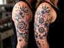 do premium trash polka design , sleeve tattoo