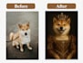 create a custom royal pet and owner portrait in classical style