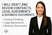 draft and review contracts, legal agreements, and business documents