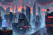 design a high quality cyberpunk city sci fi concept art