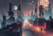 do cyberpunk futuristic city art