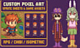 create 8bits pixel art tileset character topdown animation sprites rpg game art
