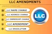 do llc name change, llc ownership transfer, llc address change, llc dissolution