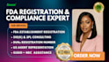 handle fda 510k submission, device listing, ndc, fda registration and compliance