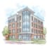 sketch architecture building with watercolor rendering