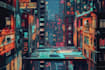 do cyberpunk futuristic city art