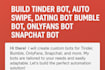 build tinder bot, auto swipe, dating bot bumble bot, onlyfans bot, snapchat bot