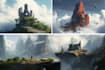 draw environment concept art, fantasy worlds