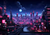 do a cyberpunk futuristic city art