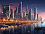 make a cyberpunk futuristic city art