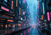 create a cyberpunk futuristic city art
