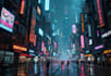 illustrate a cyberpunk futuristic city art