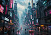 do a cyberpunk futuristic city art