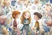 create watercolor children illustration