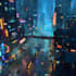 make a cyberpunk futuristic city art
