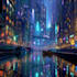 make a cyberpunk futuristic city art