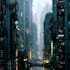do a cyberpunk futuristic city art