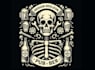 design retro skeleton pub beer logo