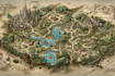 design line art fantasy map illustration