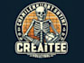 create sport retro skeleton championship volleyball logo