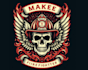 make retro skull eagle firefighter logo