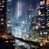 draw a cyberpunk futuristic city art
