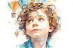 create watercolor children illustration