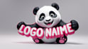design panda mascot logo with express delivery