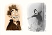 draw a cartoon character in a funny sketch