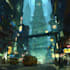 make a cyberpunk futuristic city art