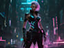 design cyberpunk and fantasy character splash art