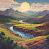design a flat vector landscape illustration