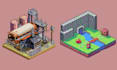 isometric pixel game art retro pixel art 2d game asset sprite sheet, environment