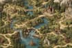 do cartoon fantasy map illustration, doodle hand drawn
