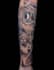 do premium trash polka design , sleeve tattoo