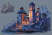 paint fantasy and sci fi concept art environments, buildings
