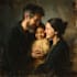 draw a vector art family portrait