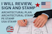 review, sign and stamp architectural plan architectural stamp pe stamp USA stamp