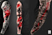 do premium trash polka design , sleeve tattoo