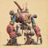 desing a unique mecha robot illustration