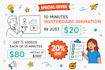 make 10 minutes whiteboard animation video for 20 dollars