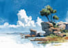 draw a watercolor landscape illustration