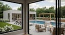 do landscape design, garden, terrace, patio, pool, deck, 3d backyard rendering