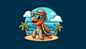 design  beach turtle holiday mascot logo with satisfaction guaranteed