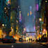 design a cyberpunk futuristic city art