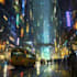 draw a cyberpunk futuristic city art