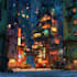 illustrate a cyberpunk futuristic city art